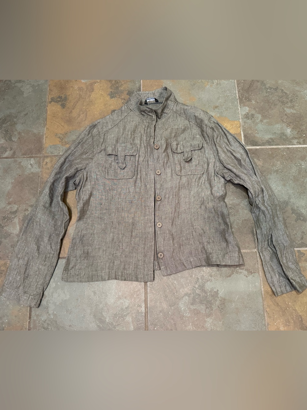 Richard Malcolm 100% Linen Jacket Womens Size 12 Olive Green Pockets
